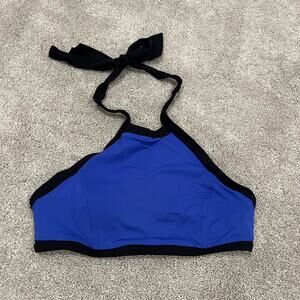 Seafolly Australia Women's Swimsuit Top Blue with Black Straps Halter Size‎ 10